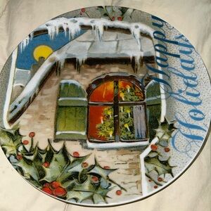 Pottery Barn home for the holiday salad / dessert Plate 8” Christmas Retired